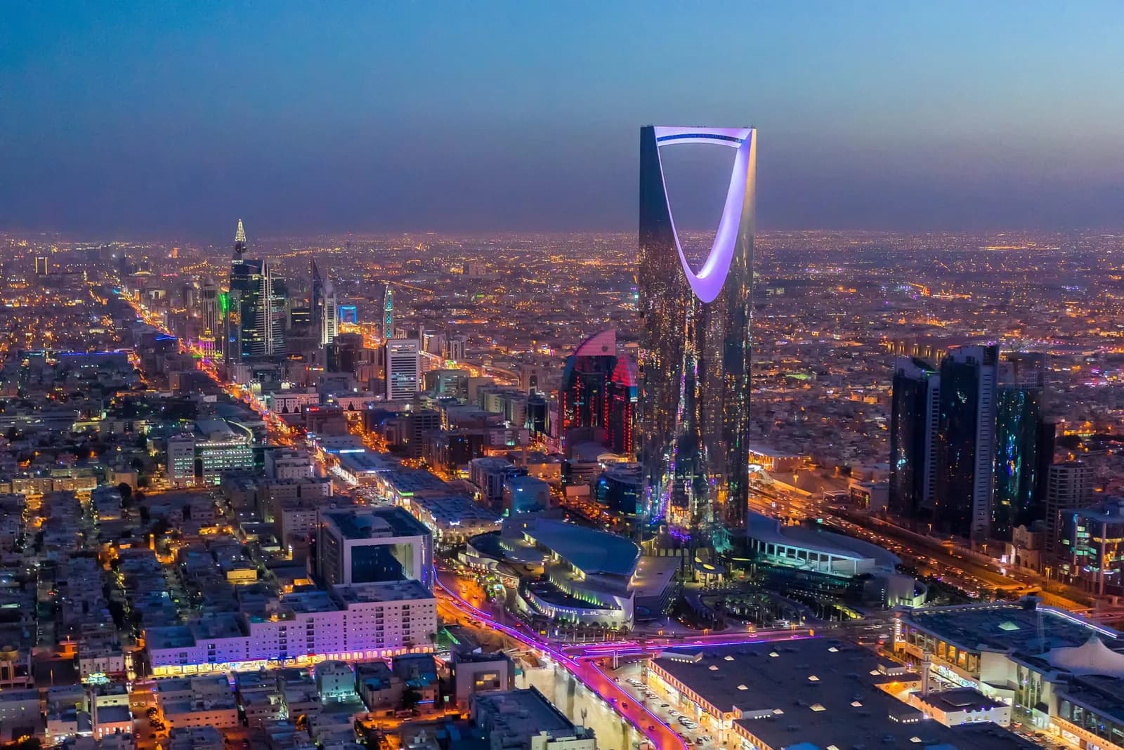 Riyadh skyline with the Kingdom Centre tower, Saudi Arabia