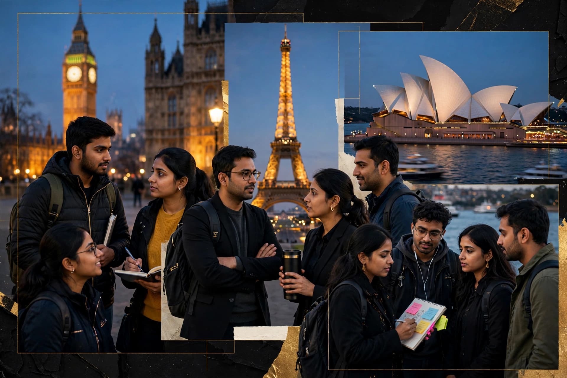 Collage of world landmarks across our sixteen destination countries
